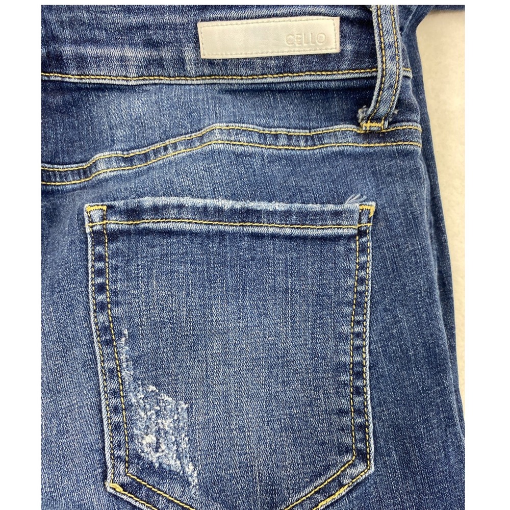 Cello Jeans Juniors 13 Distress Skinny High Rise Medium Wash Denim Stretch - Picture 3 of 12